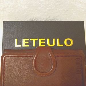 NWOT!Leteulo Clutch(wallet) in box 🎁 7.5w. in. x 4L,brown, leather
